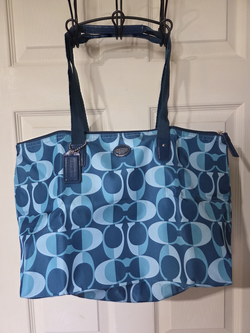 Coach Blue Signature Coated Canvas Tote with Pouch - Picture 2 of 4